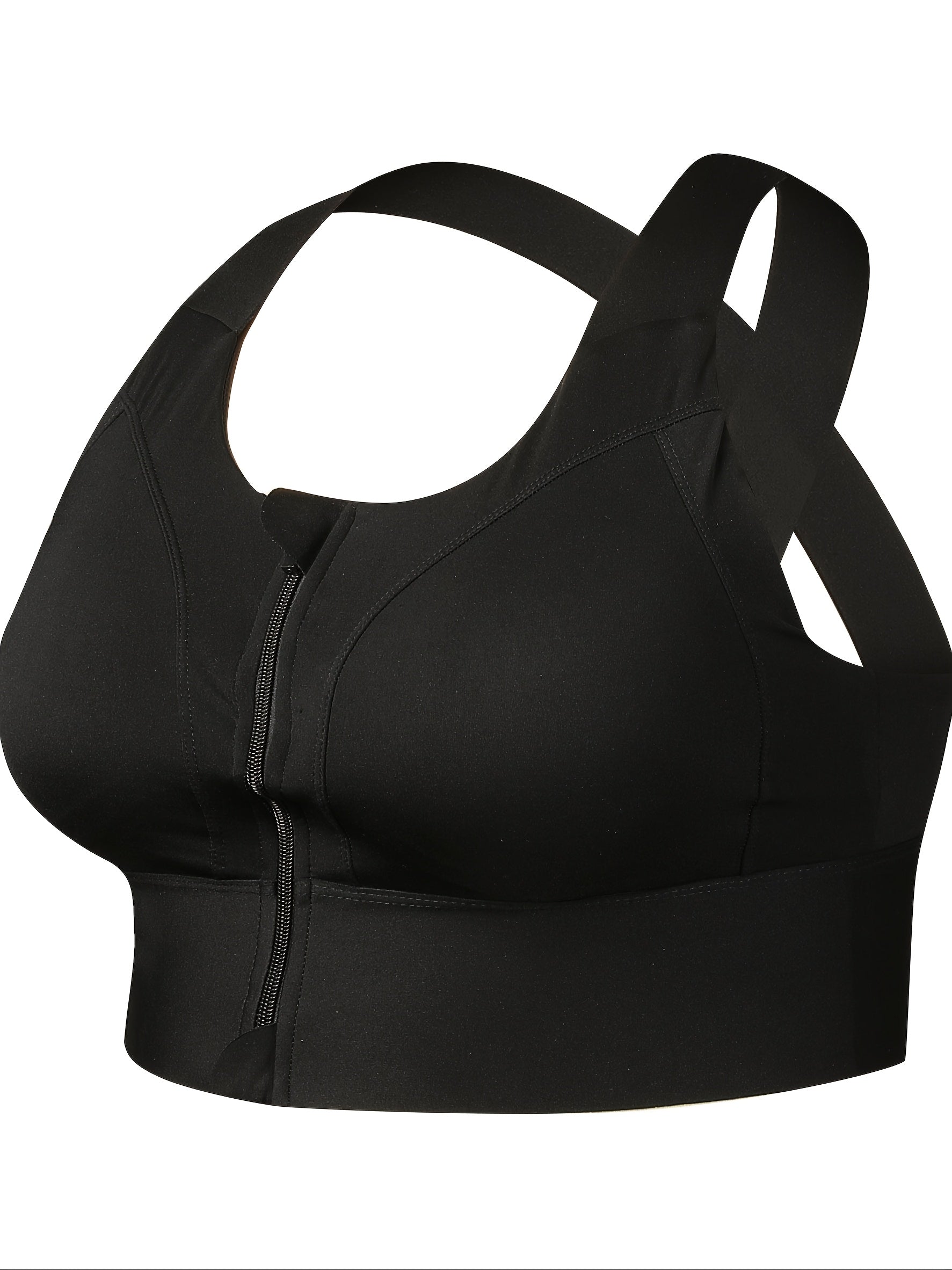 Women's Plus Size High Support Sports Bra for Yoga Running Black