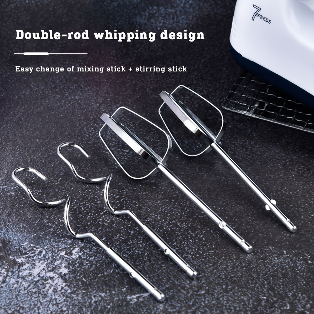 High-Power Stainless Steel Handheld Electric Egg Beater with Retractable Whisks for Baking and Mixing