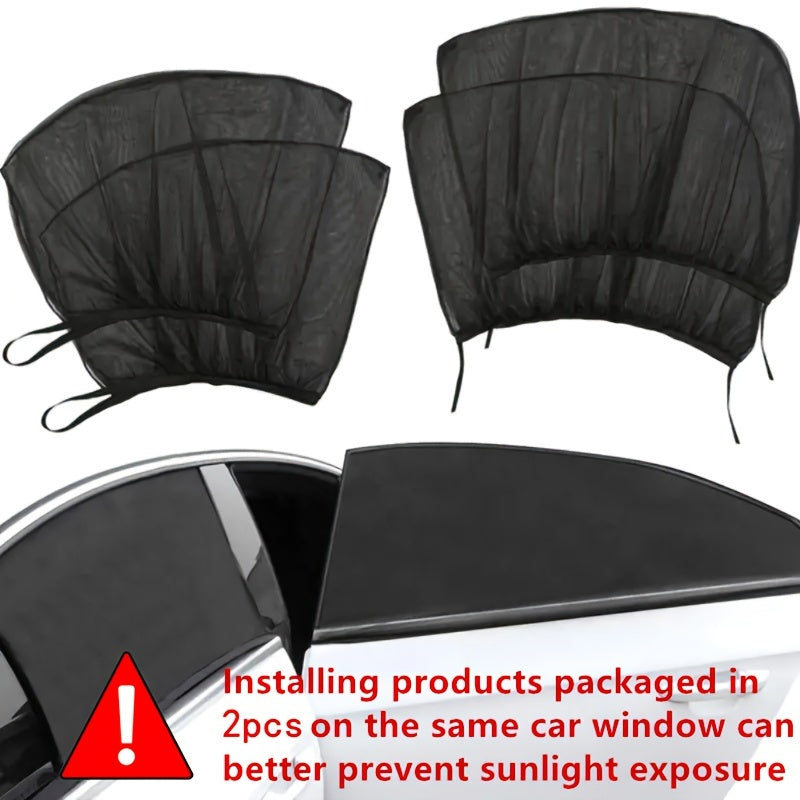 2Pcs Car Window Mosquito Nets Sunshade Ventilation UV Heat Protection