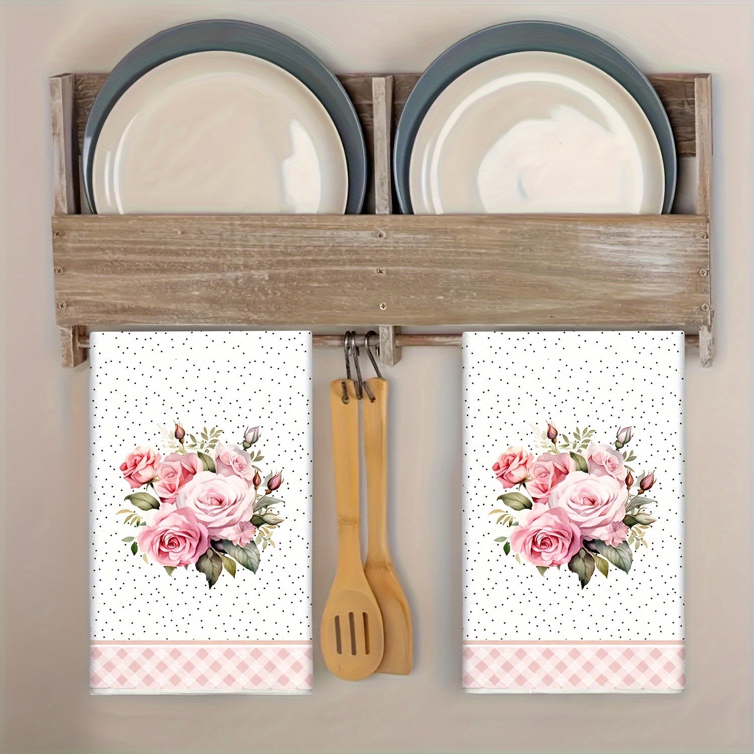 Набор из 2 кухонных полотенец, высоко впитывающих, быстро сохнущих, с мультяшным дизайном