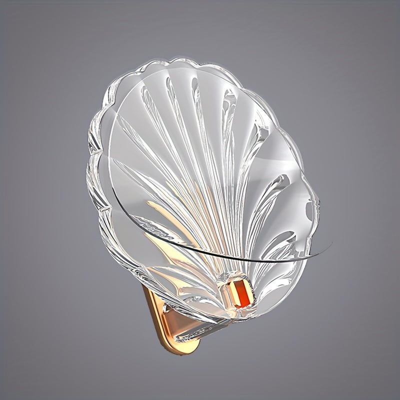 Juego de 4 ganchos de pared con conchas chapadas en oro, impermeables y fáciles de instalar para cocina y puertas de baño