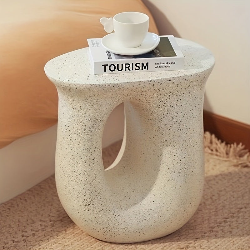 Minimalist French Cream Bedside Table with Elegant Edges for Bedroom or Living Room