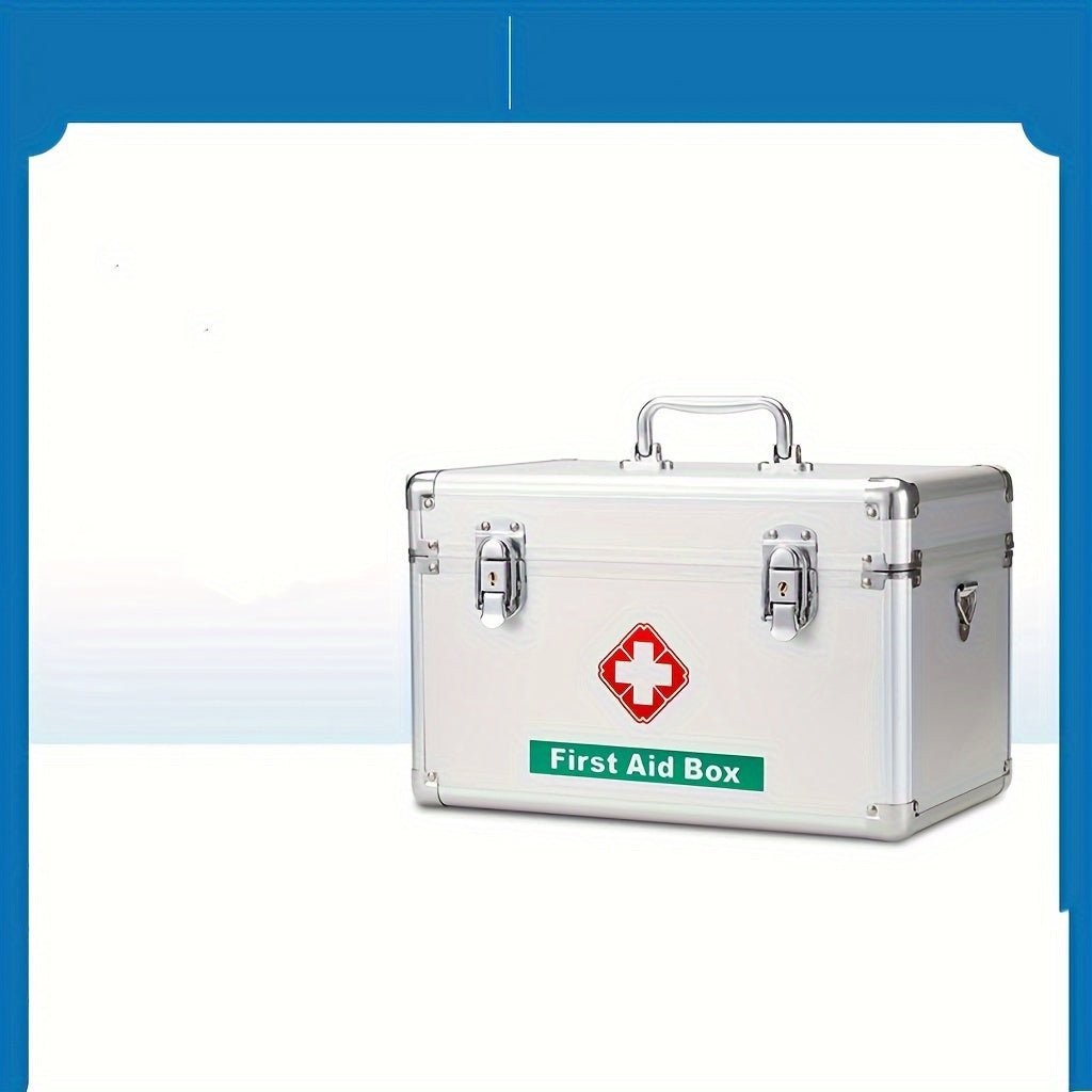 Alüminiy birinchi yordam to'plami, ichki va tashqi foydalanish uchun ko'p qavatli saqlash joylari bilan