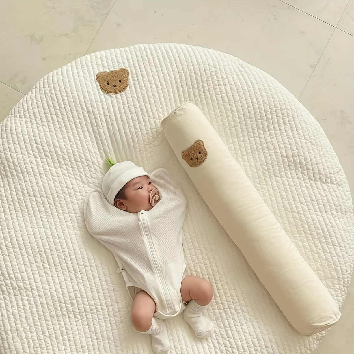 Breathable Cotton Playmat with Embroidery Removable Washable Soft and Plush for Babies