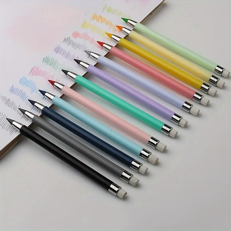 6/12 Qayta ishlatiladigan qalamlar, qalam o‘chirgich bilan, chizish, yozish, ofis va o‘quv uchun, rangsiz bo‘yoqsiz qalamlar