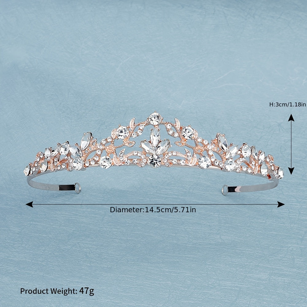 Qizlar uchun princess tiara soch aksessuari, rhinestone taxtasi taqilishi uchun taqilgan bosh band, tug'ilgan kun bayrami bezaklari