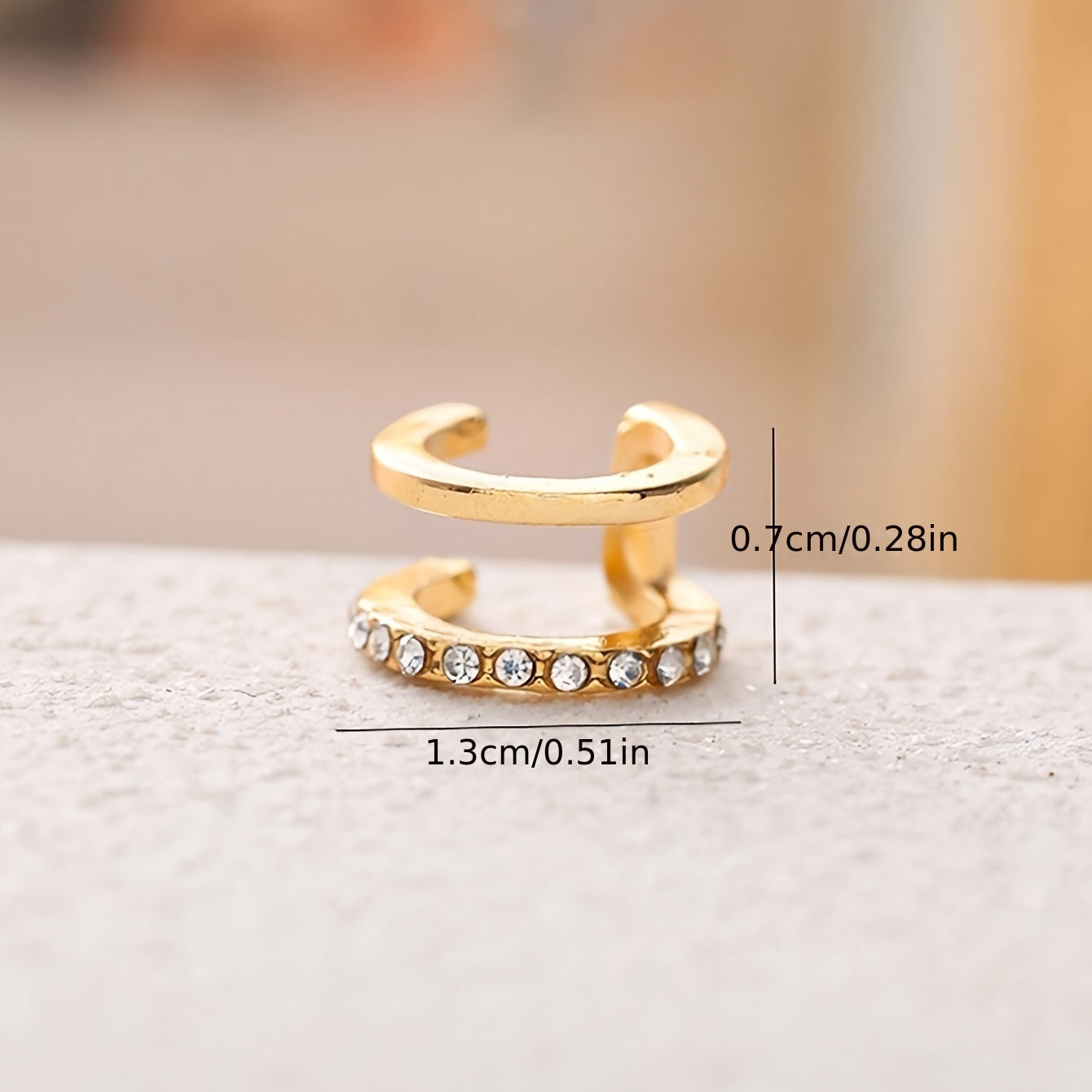 Women's Vintage Double Layer C-Shaped Rhinestone Clip On Earring