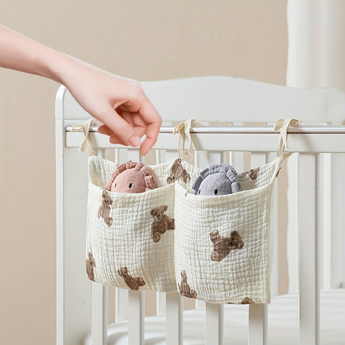 Kids' Polyester Hanging Storage Bag for Diapers and Toys Bedside Organizer