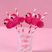 Pink Flamingo Paper Straws Set of 12 for Summer Parties and Tropical Decor