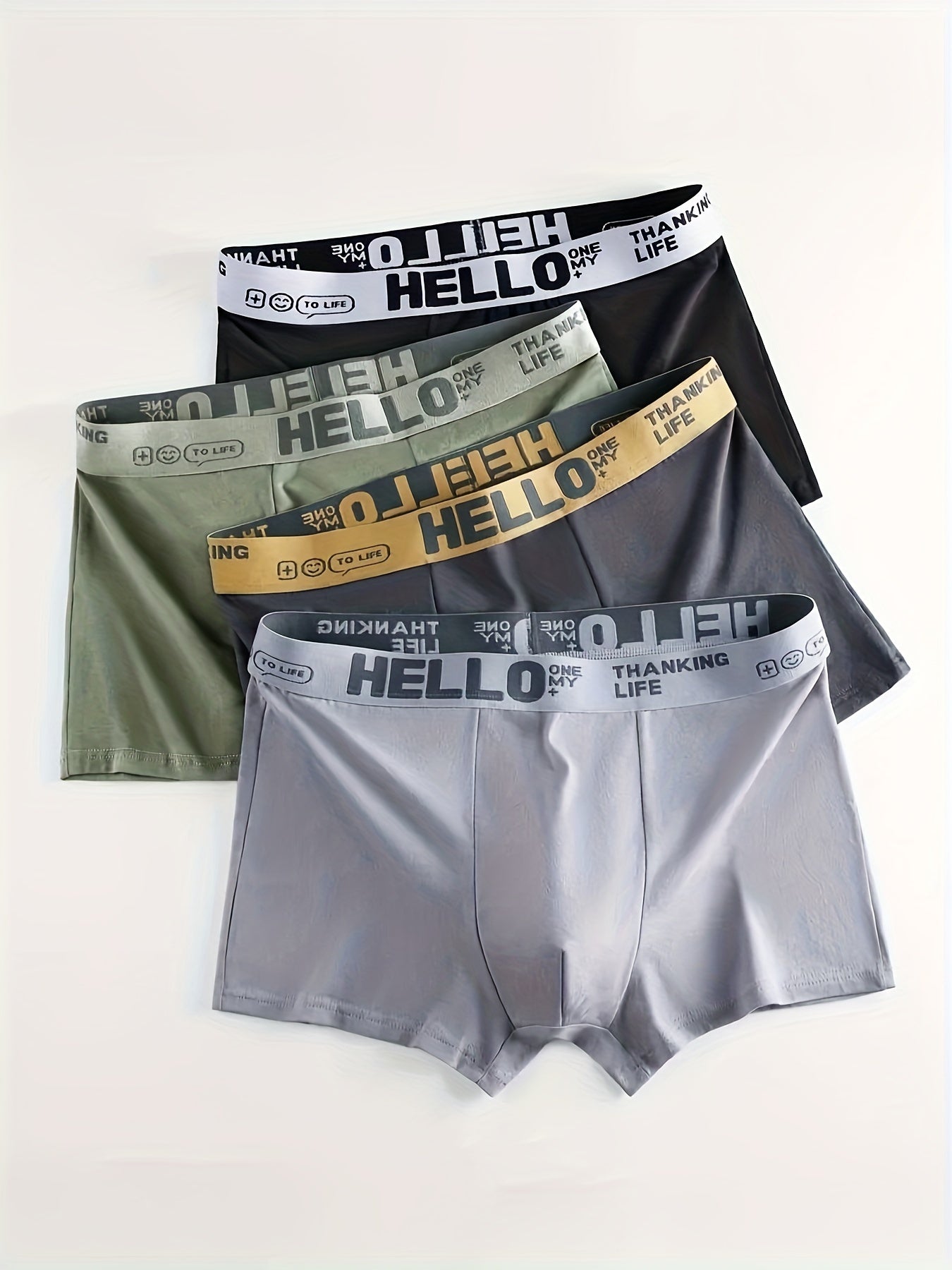Men's Boxer Shorts 4 Pack Breathable Polyester Spandex Casual Comfortable Stylish