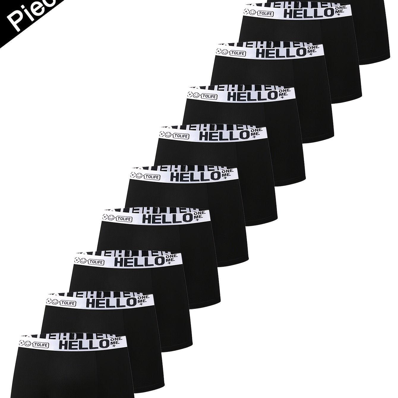 10 ta erkaklar uchun 'HELLO' boxer shortlari - turli ranglarda qulay polyester-spandeks aralashmasidan tayyorlangan, nafas oladigan, tez quriydigan sport trunks.