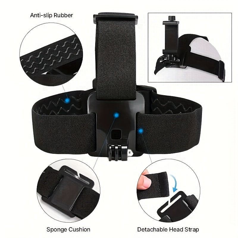 Набор креплений для спортивных камер из 6 предметов для телефона, GoPro, Osmo Action с нагрудными и головными ремнями