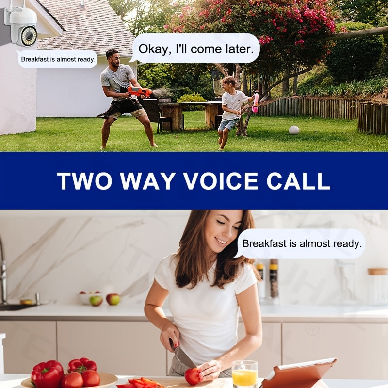 2MP WiFi Xavfsizlik Kamerasi PTZ Avtomatik Kuzatuv, Kechqurun Ko‘rish, Ikki Yo‘nalishli Audio, 355° Pan, 1080p