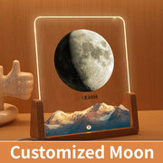 Glowing Moon Acrylic Photo Frame for Birthdays and Valentine's Day with Wooden Stand