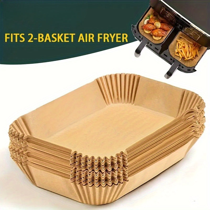 100/200 Pieces Non-Stick Air Fryer Liners Reusable Oil Water Resistant Fits Dual Basket