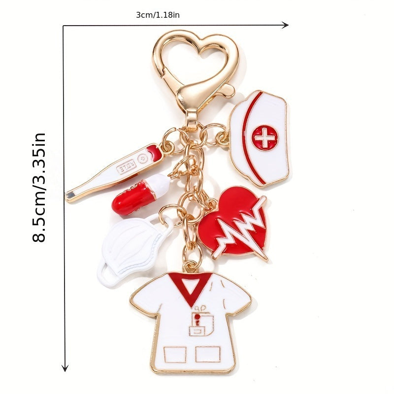 Set de kit de enfermera con gorra, termómetro, máscara de pastillas, estetoscopio, traje, cuentagotas, llavero