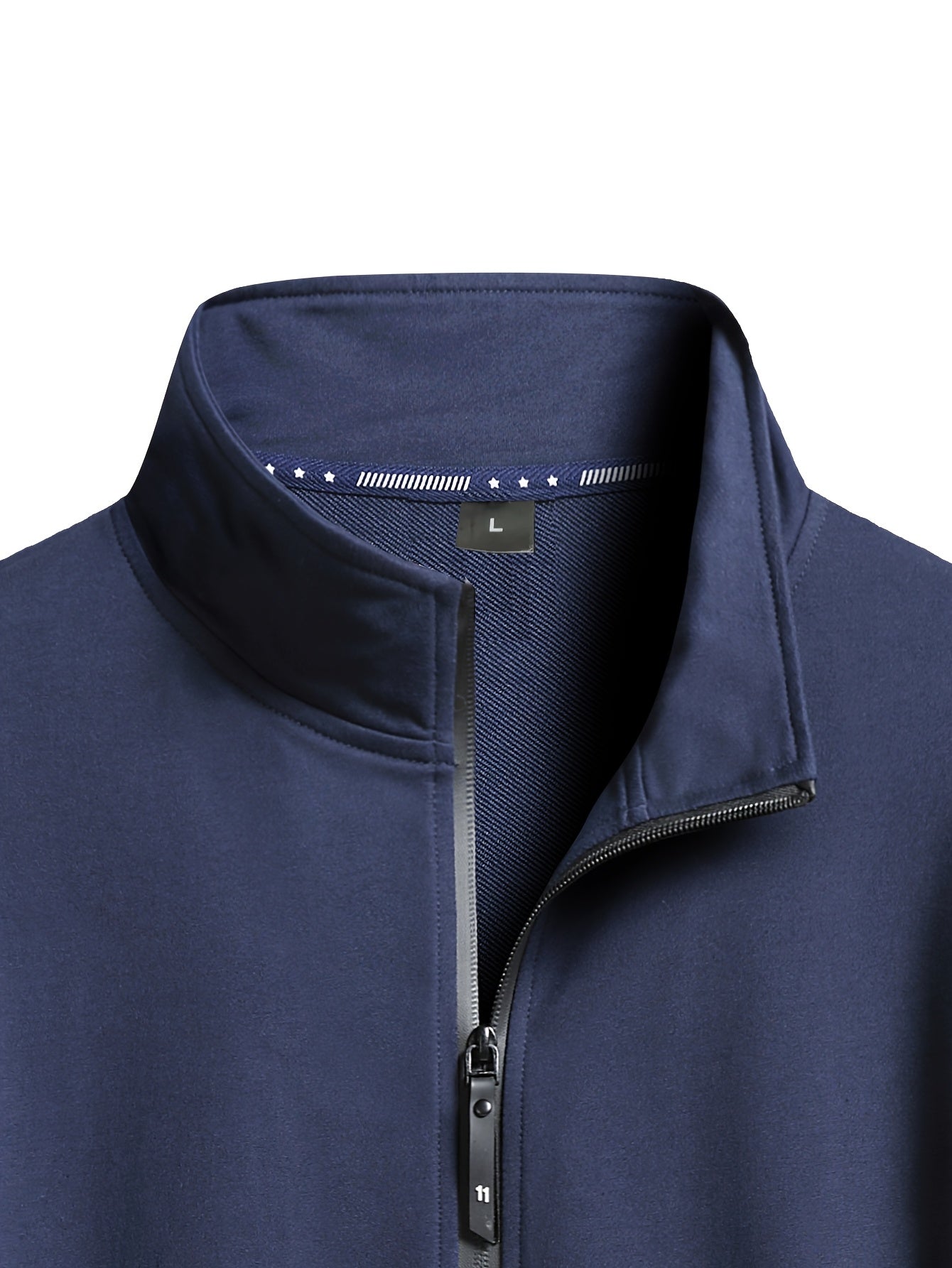 Conjunto de ropa deportiva casual de poliéster para hombre con chaqueta con cierre y cuello alto y pantalones con cordón