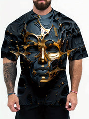 Men's Plus Size Casual T-Shirt with 3D Digital Print Summer Short Sleeve Polyester Knit