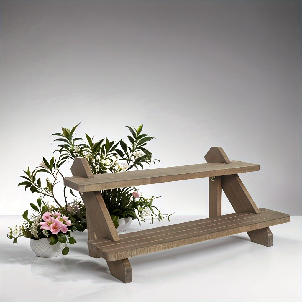 Wooden Multi-Layer Jewelry Organizer Stand with Multiple Steps for Storage