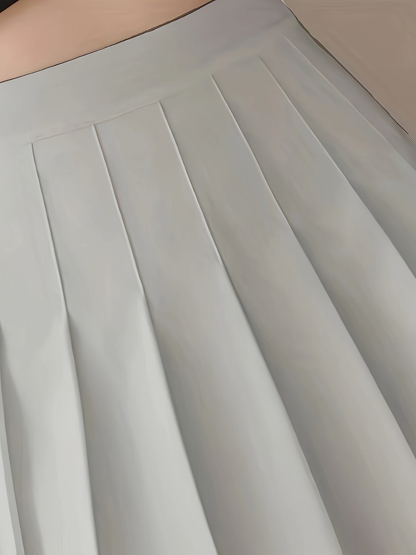 Women's Pleated Woven Polyester Skirt with Draped Solid Style for Spring Summer Fall