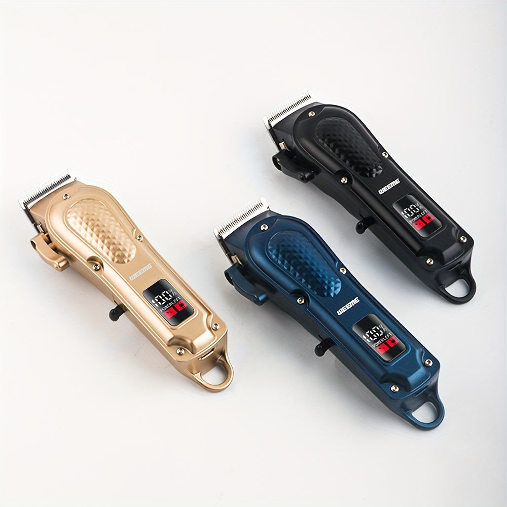 Kit de cortapelos para hombres con 4 peines ajustables, pantalla LCD, batería recargable de litio, negro, azul y dorado