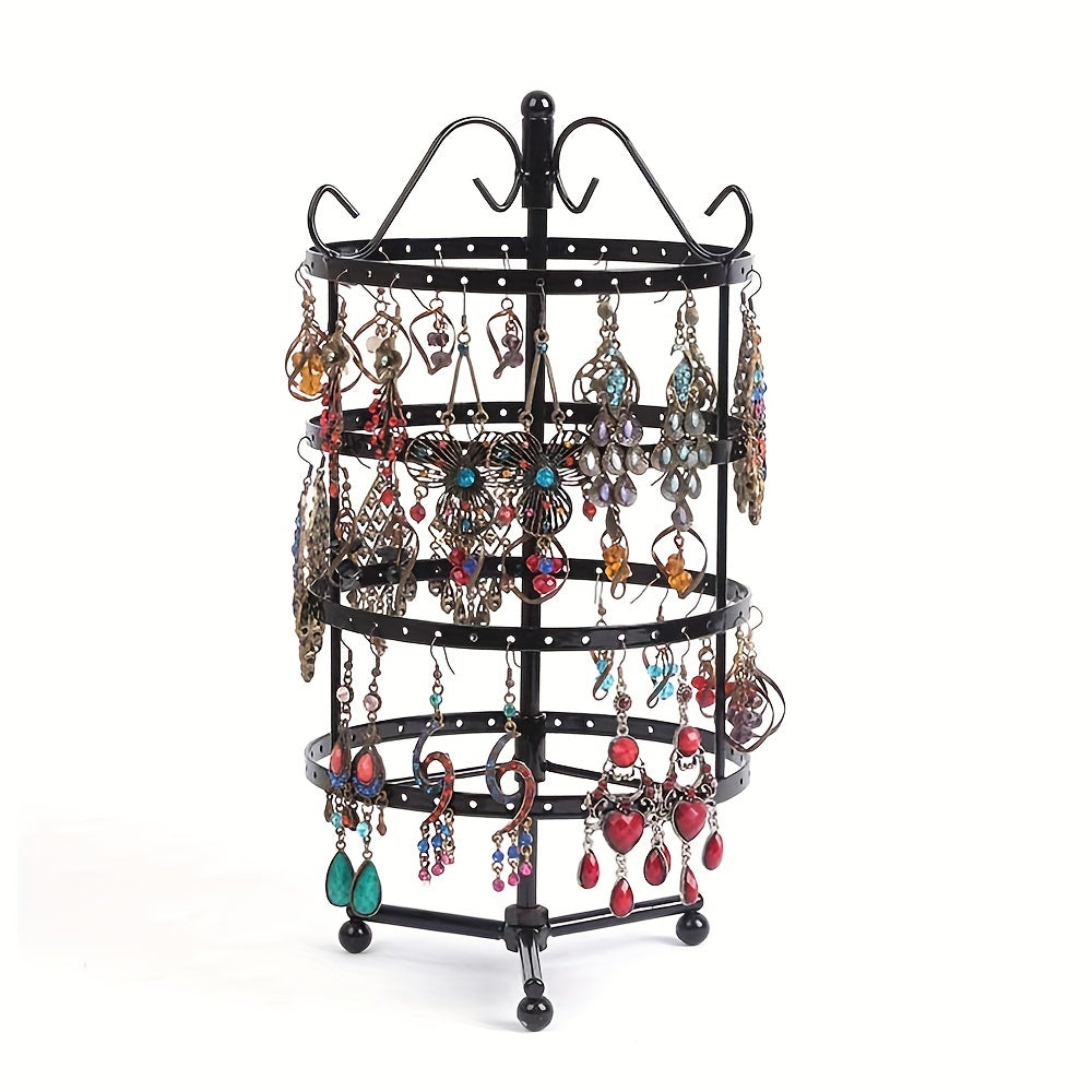 Metal Rotating Earring Holder Organizer with 4 Tiers Jewelry Display Stand