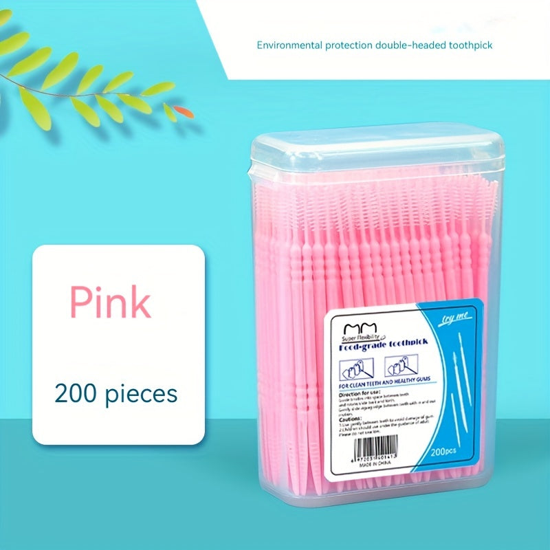 200 Pack Dental Floss Picks Fishbone Interdental Brushes Unscented Travel
