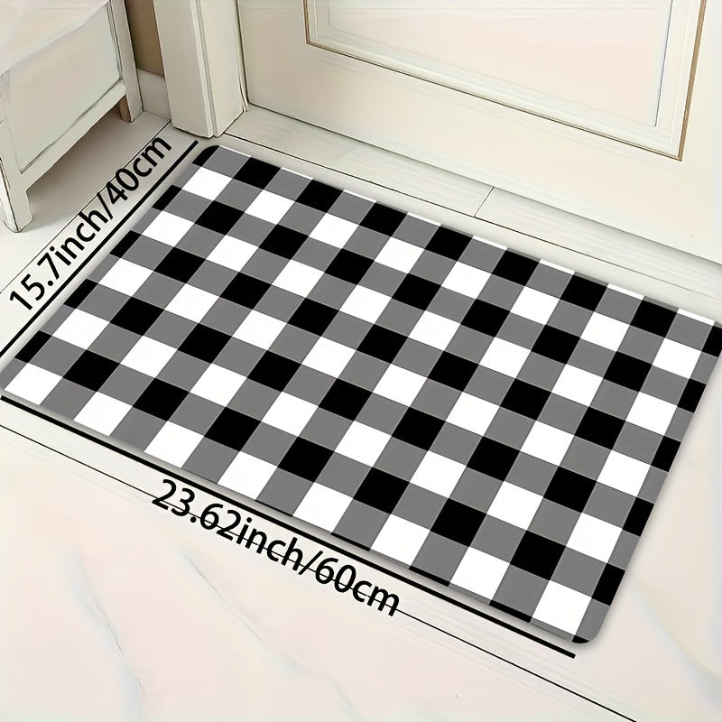 Black and White Buffalo Plaid Rug 8mm Thick Easy to Clean for Living Room Bedroom Bathroom