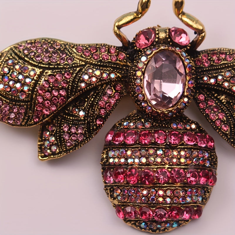 Crystal Bee Brooch with Rhinestones Stylish Pin for Women