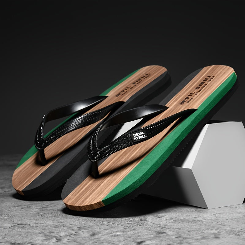 Men's Casual Outdoor Slippers with Rubber Sole Anti-Slip Odorless Sweat-Absorbing EVA Beach Shoes