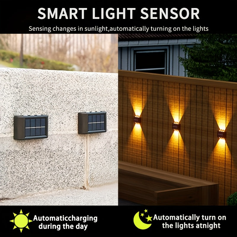 Solar Powered Wall Lights Set of 4 with Motion Sensor for Outdoor Garden Decor and Camping