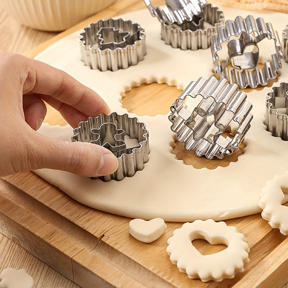 Set of 9 Stainless Steel Cookie Cutters with Jam Sandwich Molds for Christmas Holiday