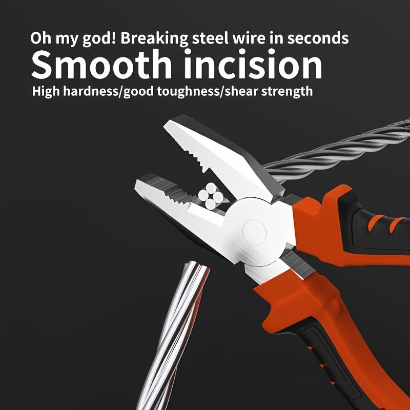 Alicate de acero cromo vanadio de 8 pulgadas con articulación de resorte y cortador de alambre para reparación