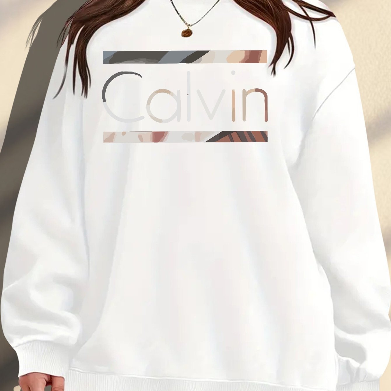 Plus Size Women's Crew Neck Sweatshirt Light Blue Relaxed Fit Knit