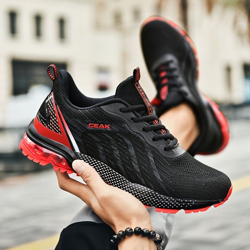 Men's Plus Size Athletic Running Shoes Black Red Breathable Knit Upper Durable EVA TPR Sole Casual Outdoor