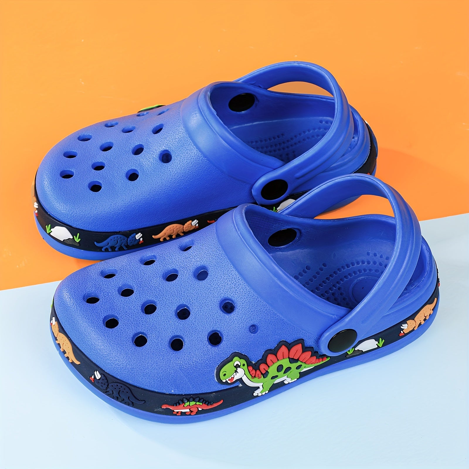 Toddler Girls Cartoon Print Platform Clogs with Closed Toe Anti-Skid Sole Hollow Out Design