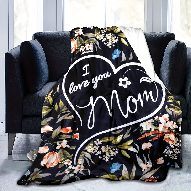 Flannel Fleece Throw Blanket with Heart Design for Mom Cozy Gift for Mother