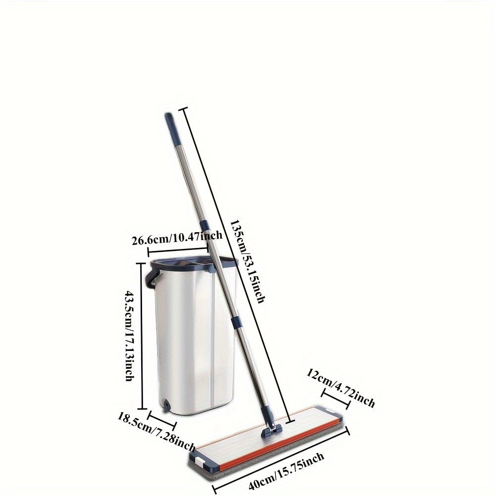 Juego de cubo y mopa plana autolimpiable para suelos de madera dura, baldosas y laminados