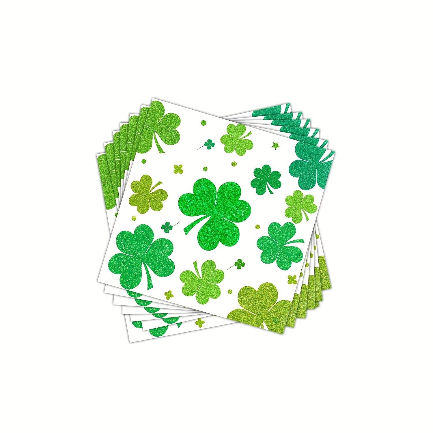 24-Count St. Patrick's Day Glitter Shamrock Paper Napkins 3-Ply Multifold