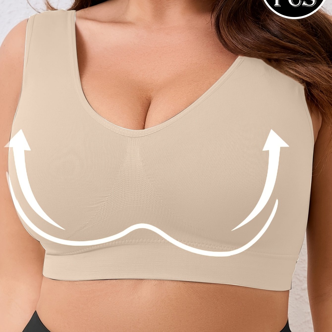 Women’s Seamless Double-Layer Sports Bra Light Beige Plus Size 0XL-5XL
