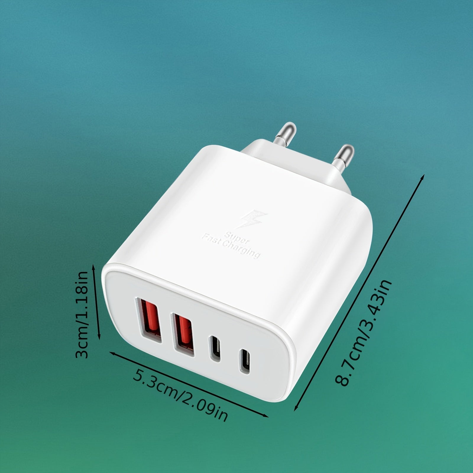 4-Port USB-C Fast Charging Wall Adapter 10-20W European Plug for iPhone iPad AirPods Galaxy