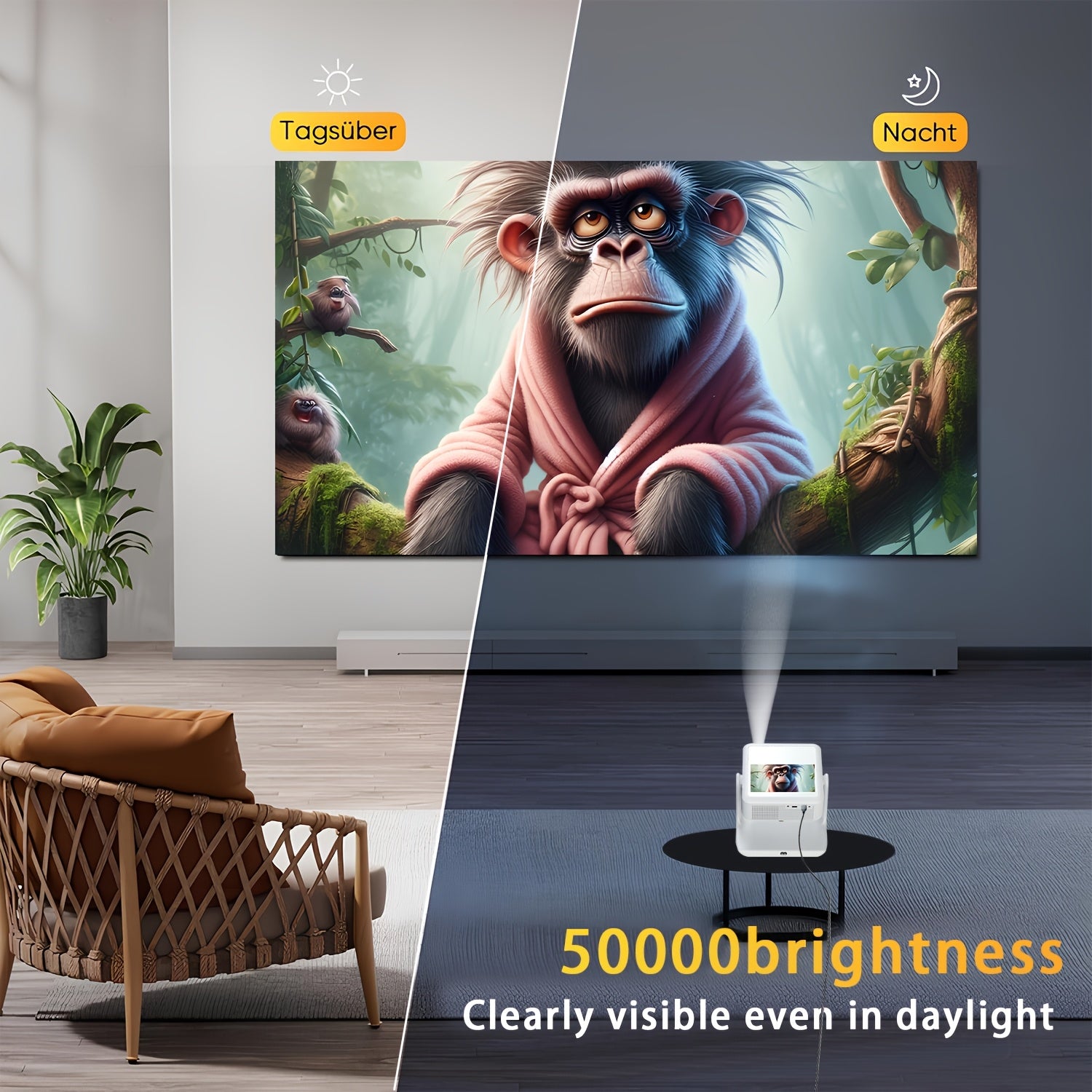 Full HD Portable Smart Projector with Touch Screen 4K Support for Home Use