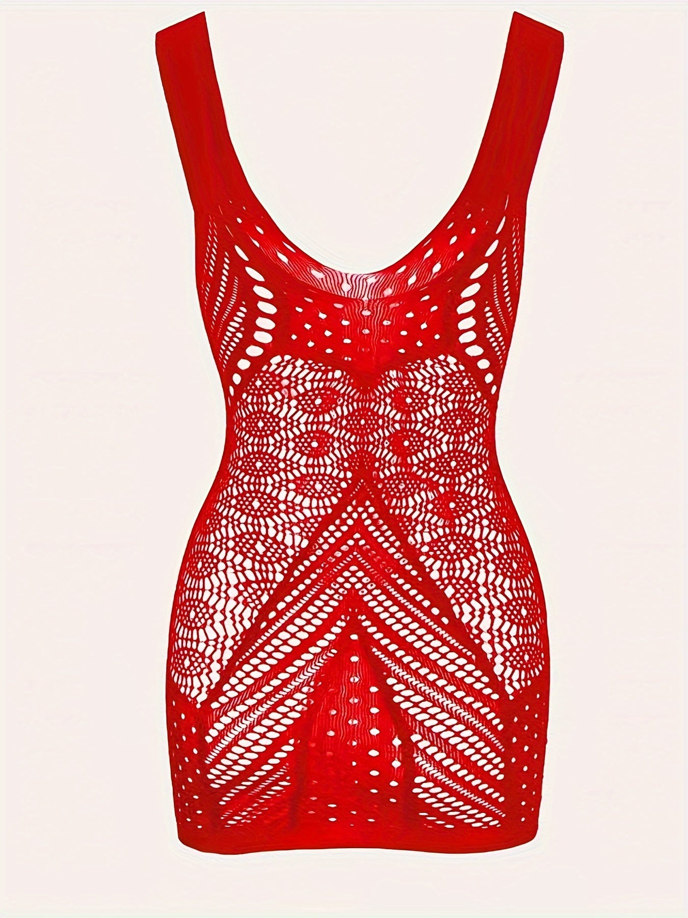 Women’s Stretchy Jacquard Hollow Slip Dress Mini Bodycon Nightclub Party