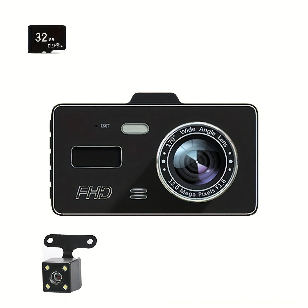 Dual Lens Car Camera 720p Night Vision Rechargeable 12-24V Mount