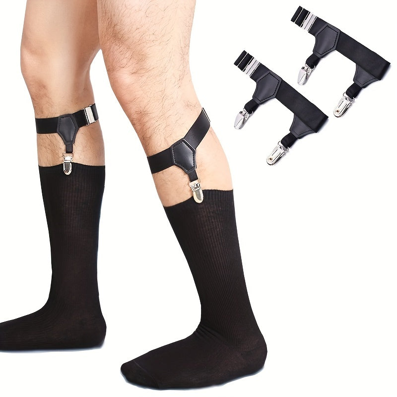 Men's Sock Suspenders Adjustable Sock Holders with Sturdy Clips for Formal and Daily Wear