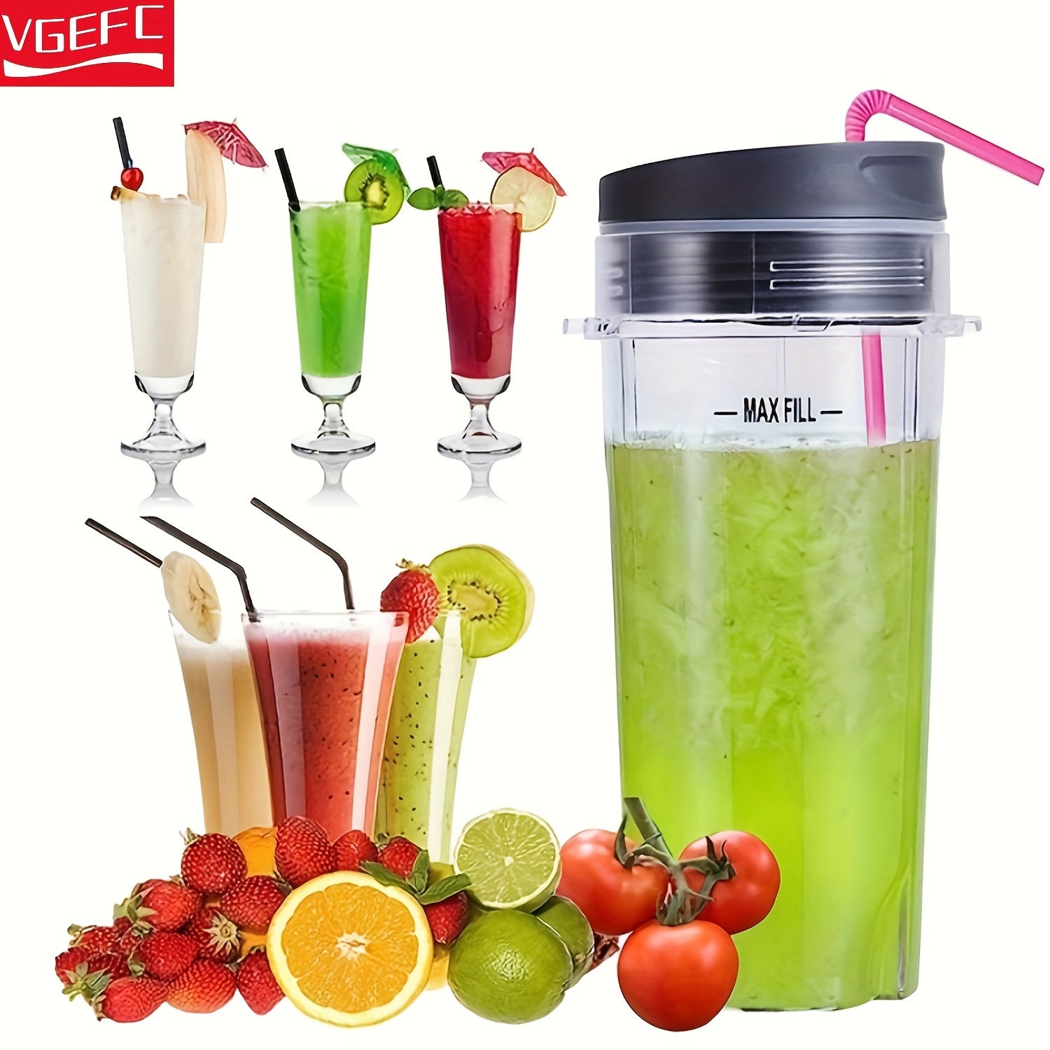 Ninja almashtirish qismlari uchun qopqoq bilan ikki dona 16oz blender stakanlari to'plami. BL770, BL780, BL660, BL740, BL810 va Nutri Ninja Series blenderlari bilan mos keladi.