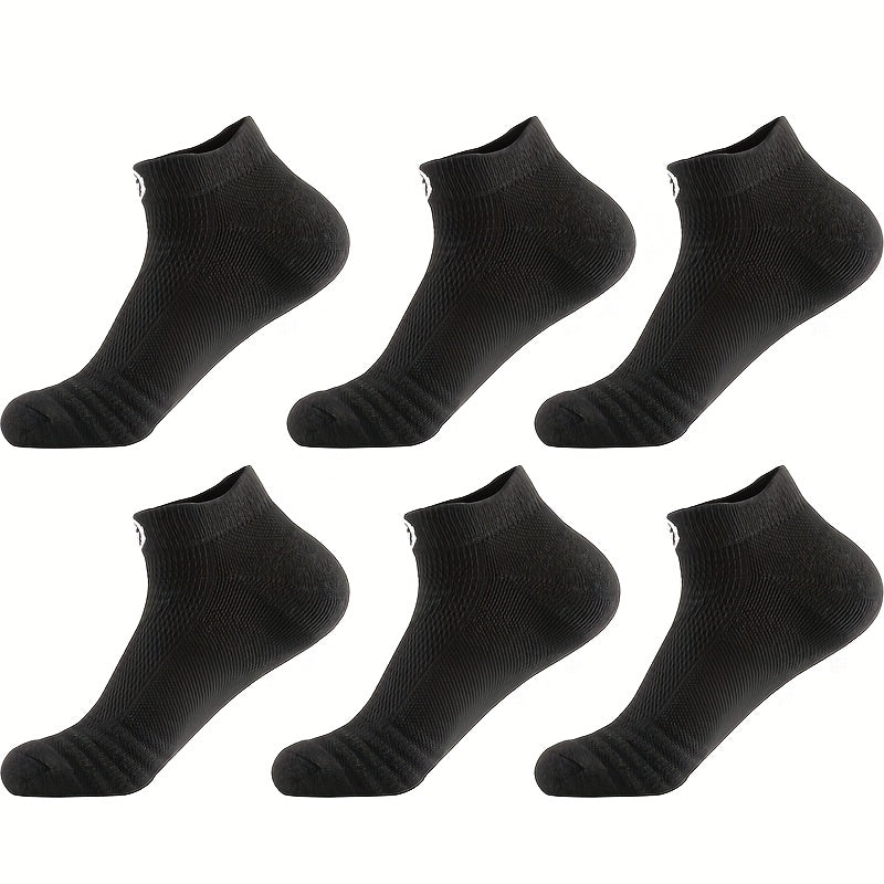 Men's Athletic Socks Breathable Knit Geometric Pattern 6 Pairs