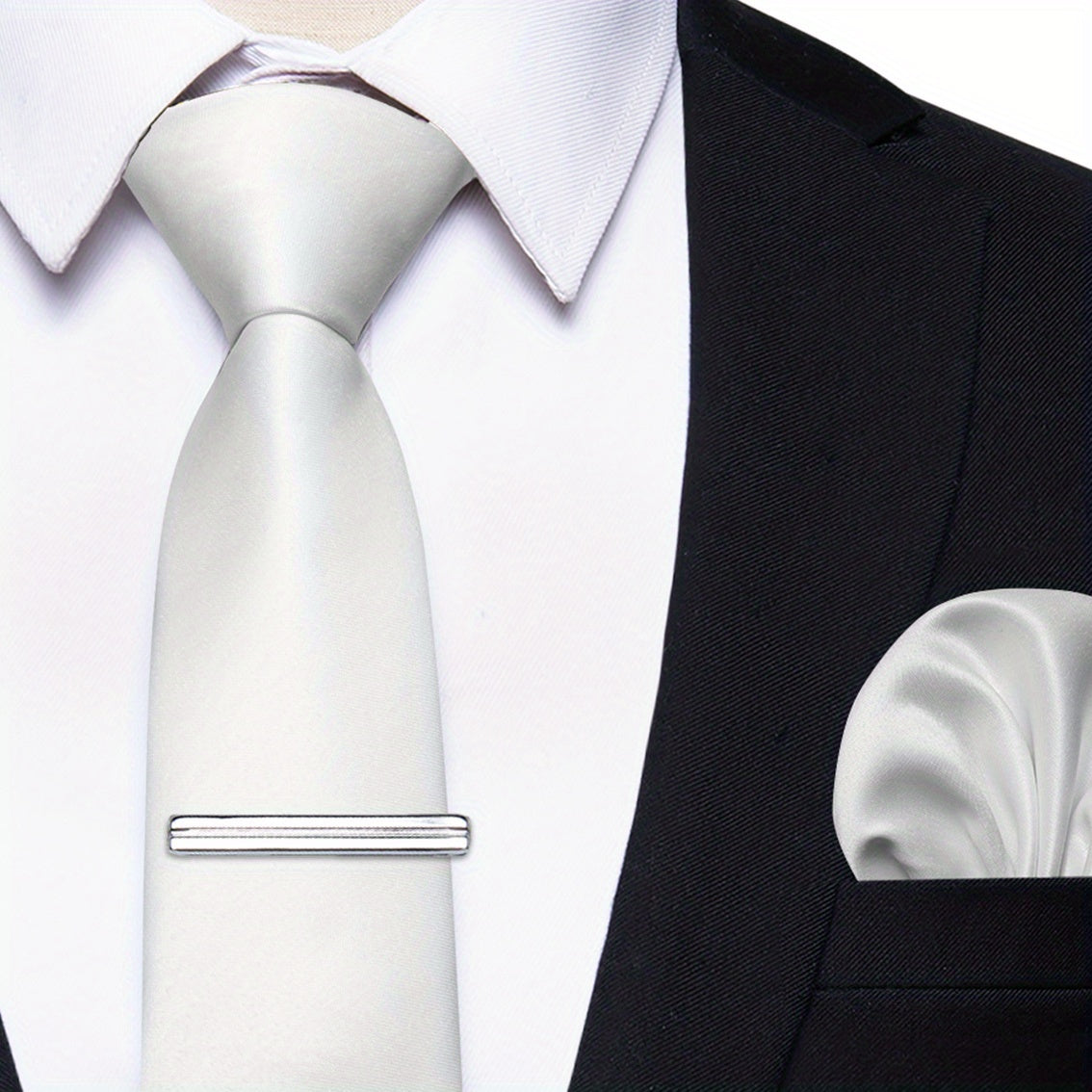 Erkaklar uchun bir rangli galstuk klipi, to'ylar, partiyalar va rasmiy kiyimlar uchun