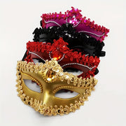 Adult European Style PVC Masquerade Mask with Lace Detailing Half Face Solid Color