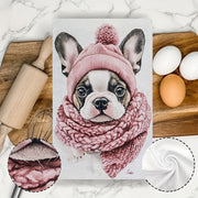 Set of 2 Ultra Soft Kitchen Towels with French Bulldog Puppy Design, Absorbent, 40x60 cm